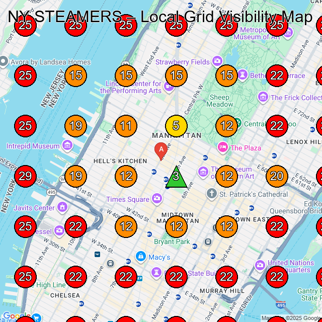 NY STEAMERS GeoGrid visibility map for Carpet Cleaning Service in New York